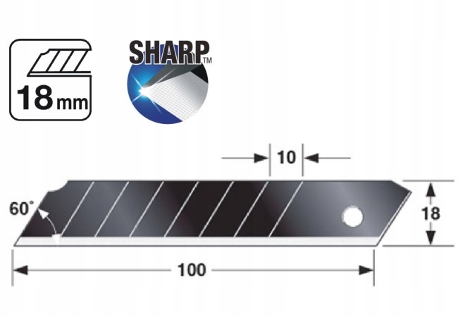 Ostrze łamane 18 mm dora czarne (10 szt.) TAJIMA CB50RBC/K1
