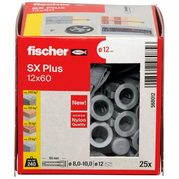 Kołek rozporowy fischer SX Plus 12 x 60 25 szt. 00568012