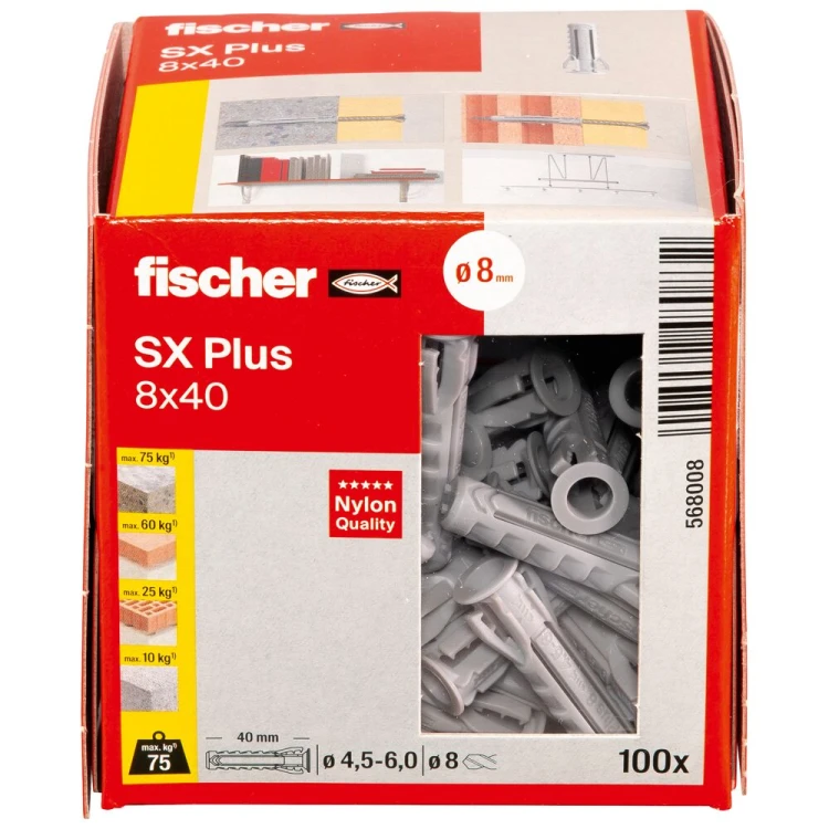 Kołek rozporowy fischer SX Plus 8 x 40 100 szt. 00568008
