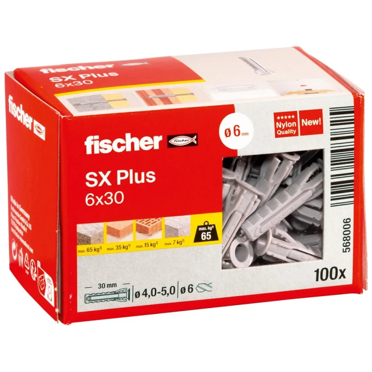 Kołek rozporowy fischer SX Plus 6 x 30 100 szt.  00568006