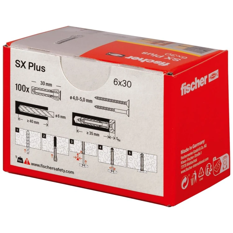Kołek rozporowy fischer SX Plus 6 x 30 100 szt.  00568006
