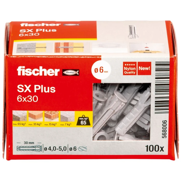 Kołek rozporowy fischer SX Plus 6 x 30 100 szt.  00568006