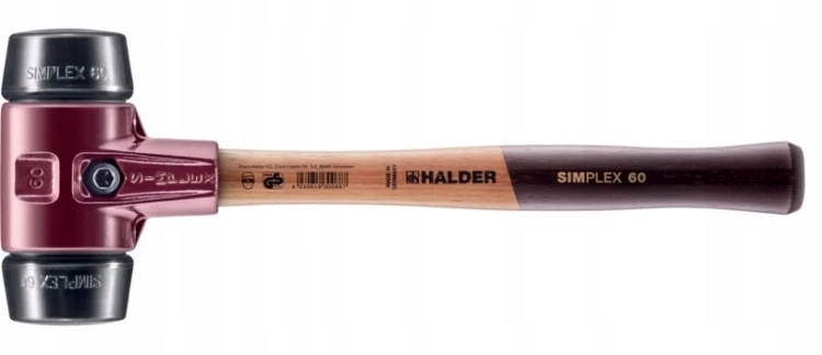 Młotek brukarski Simplex 60mm HALDER 3002.060 z wymiennymi końcówkami 1,6kg