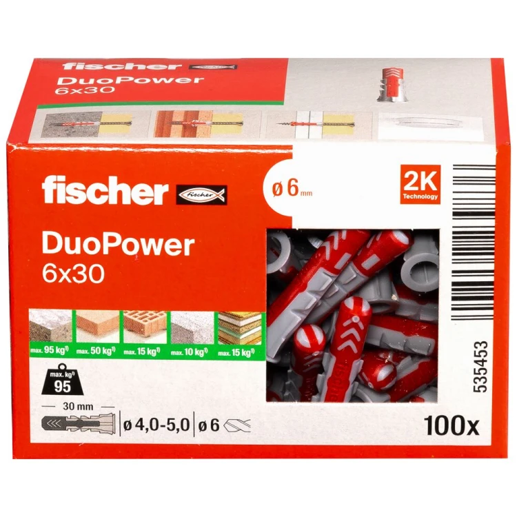 Kołek rozporowy fischer DuoPower 6 x 30 100 szt. 00535453