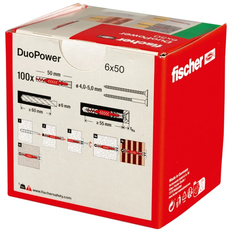 Kołek rozporowy fischer DuoPower 6 x 50 100 szt. 00538250