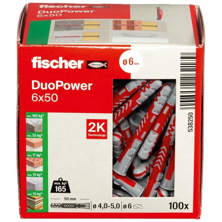 Kołek rozporowy fischer DuoPower 6 x 50 100 szt. 00538250