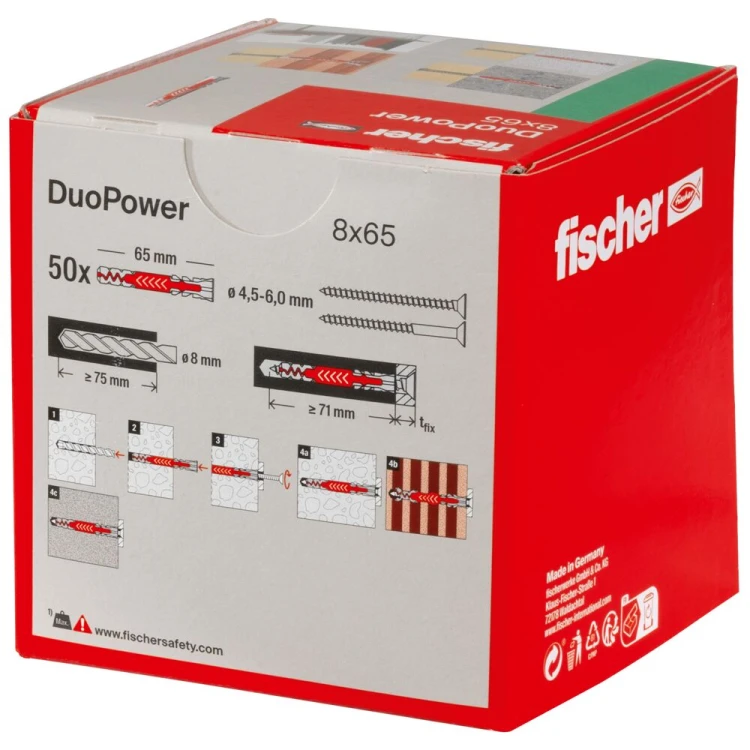 Kołek rozporowy fischer DuoPower 8 x 65 50 szt.  00538251