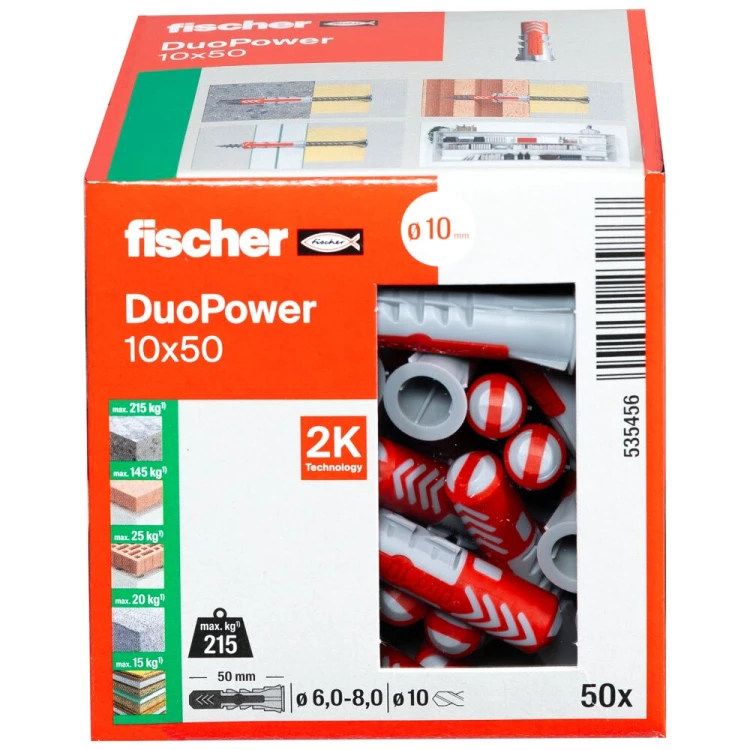 Kołek rozporowy fischer DuoPower 10 x 50 50 szt. 00535456