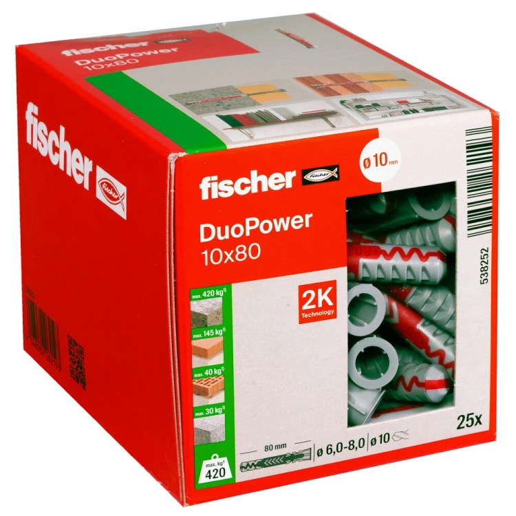 Kołek rozporowy fischer DuoPower 10 x 80 25 szt. 00538252