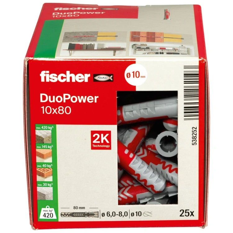 Kołek rozporowy fischer DuoPower 10 x 80 25 szt. 00538252