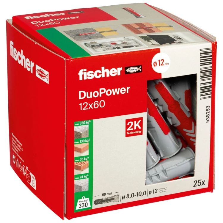 Kołek rozporowy fischer DuoPower 12 x 60 25 szt. 00538253